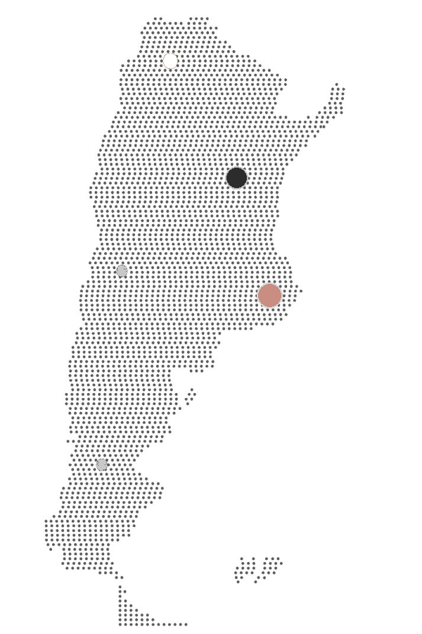 Mapa de Argentina con ubicaciones de cobertura